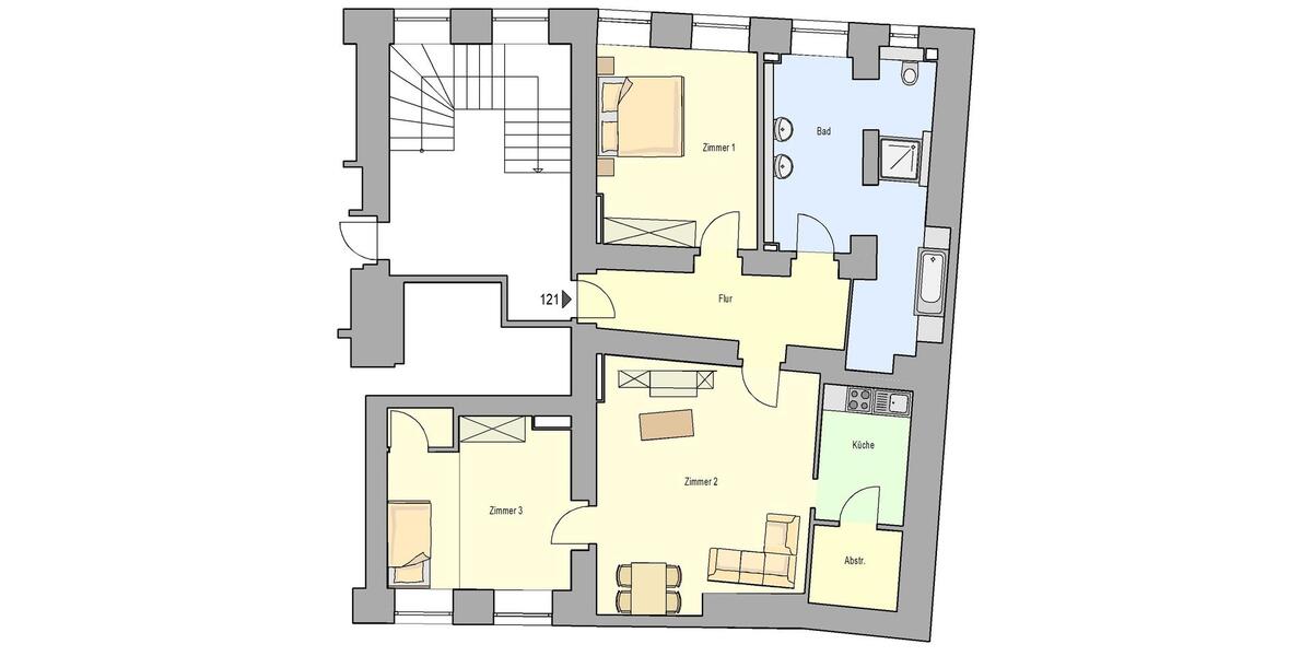 Etagenwohnung Schleiz - 3 Zimmer, 100 m&sup2;, 800&euro; | Angebot:26003734