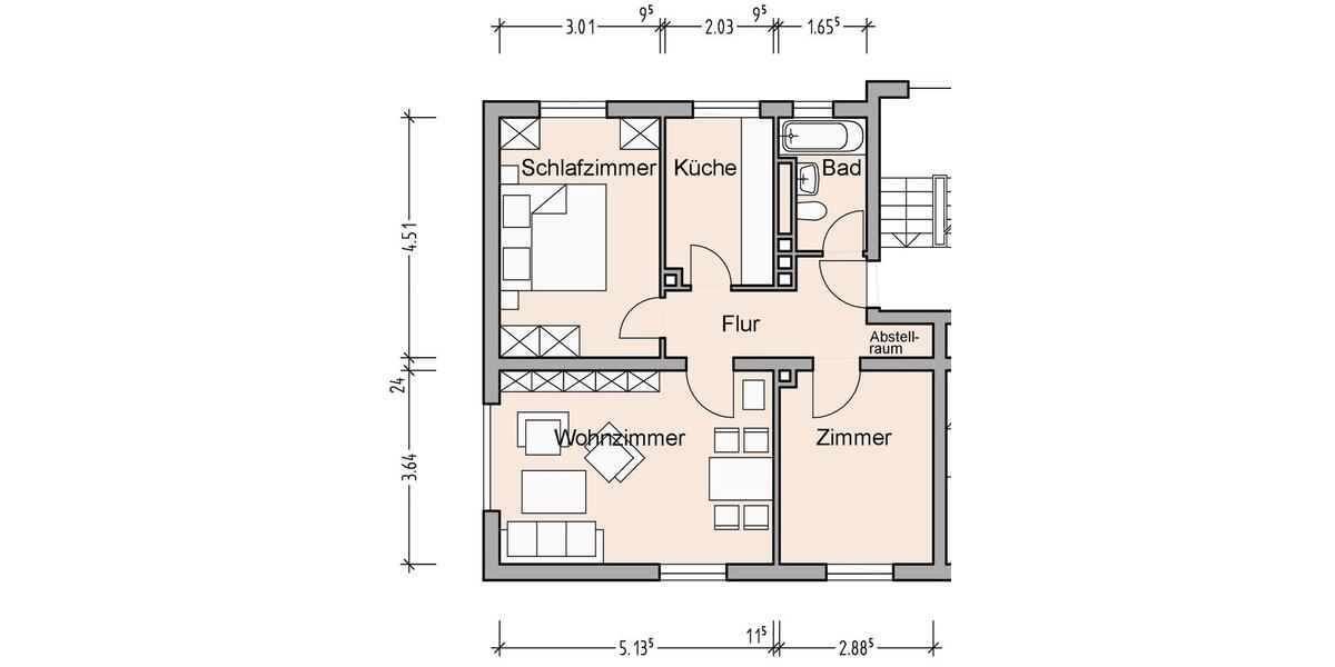 Etagenwohnung Kirchenlamitz Hohenbuch - 3 Zimmer, 58 m&sup2;, 340&euro; | Angebot:26018699