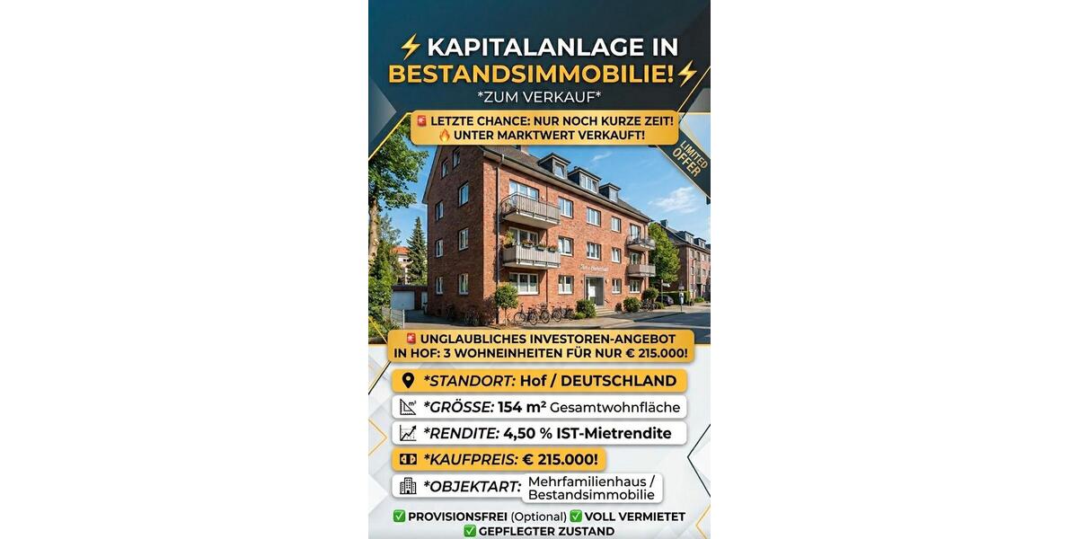 Etagenwohnung Hof Neuhof - 2 Zimmer, 154 m&sup2;, 215.000&euro; | Angebot:26145421