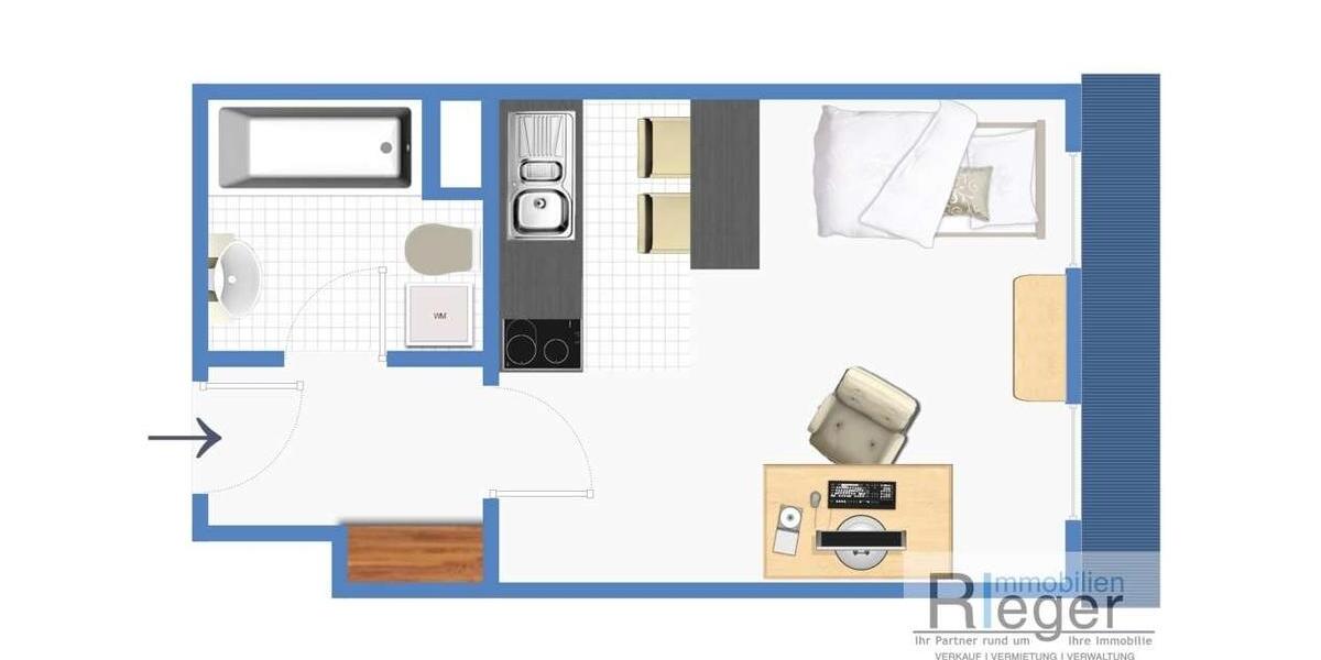 Etagenwohnung Hof Altstadt - 1 Zimmer, 26 m&sup2;, 500&euro; | Angebot:24597215