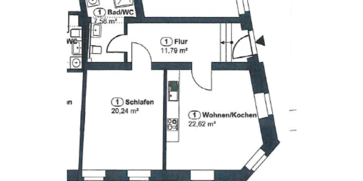 Erdgeschoßwohnung Hof Altstadt - 2 Zimmer, 62 m&sup2;, 592&euro; | Angebot:25353481