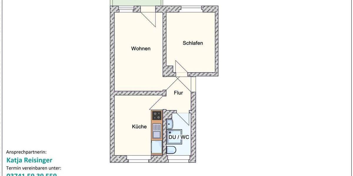 Etagenwohnung Plauen Südvorstadt - 2 Zimmer, 49 m&sup2;, 260&euro; | Angebot:26170901