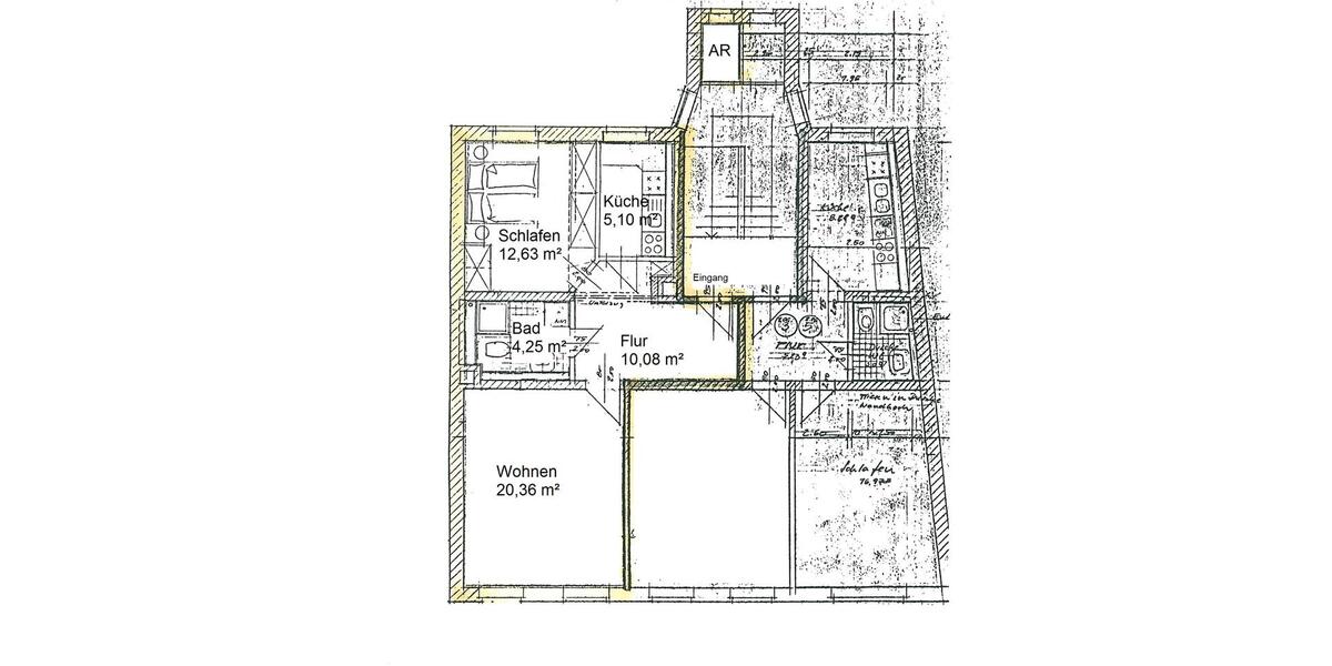 Etagenwohnung Plauen Bahnhofsvorstadt - 2 Zimmer, 53 m&sup2;, 320&euro; | Angebot:24400221
