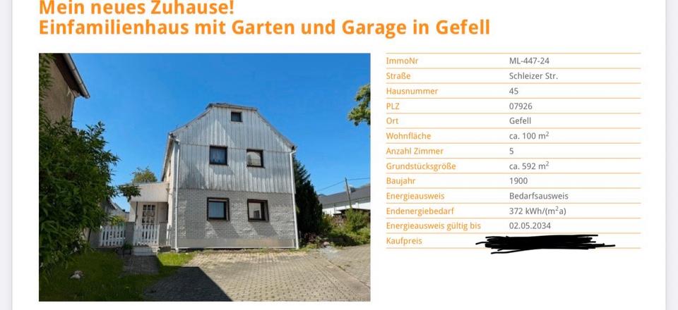 Einfamilienhaus Hof Neuhof - 5 Zimmer, 100 m&sup2;, 59.000&euro; | Angebot:26862959