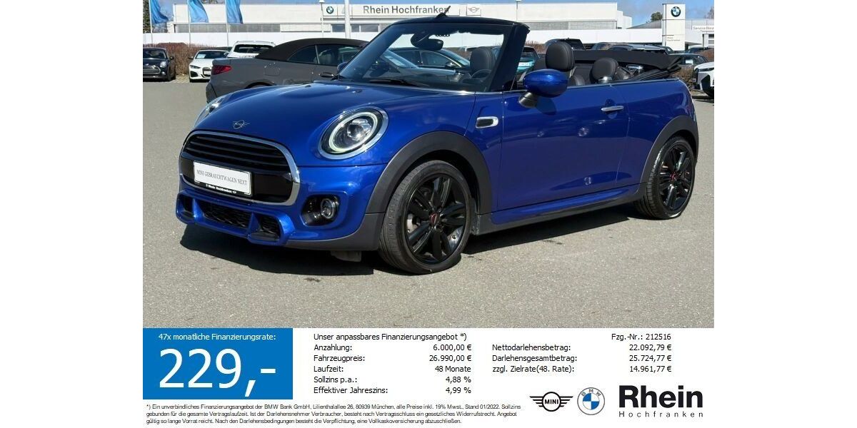 Mini Cooper Cabrio 29.994 km 26.490 &euro; Hof 95032