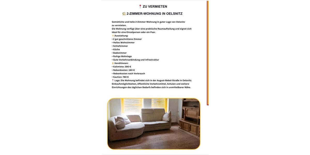Etagenwohnung Oelsnitz (Vogtland) - 2 Zimmer, 55 m&sup2;, 550&euro; | Angebot:26561431